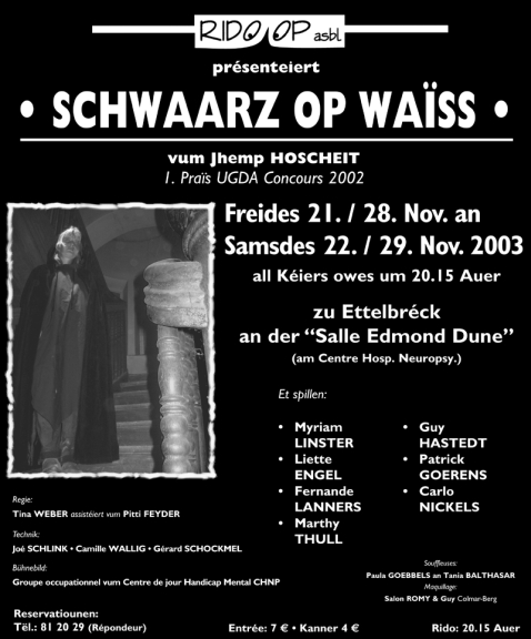 Plakat Schwarz op Wäiss